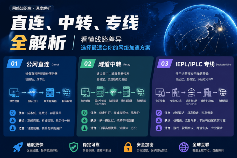 直连、中转与 IEPL/IPLC 专线：跨境网络线路架构解析
